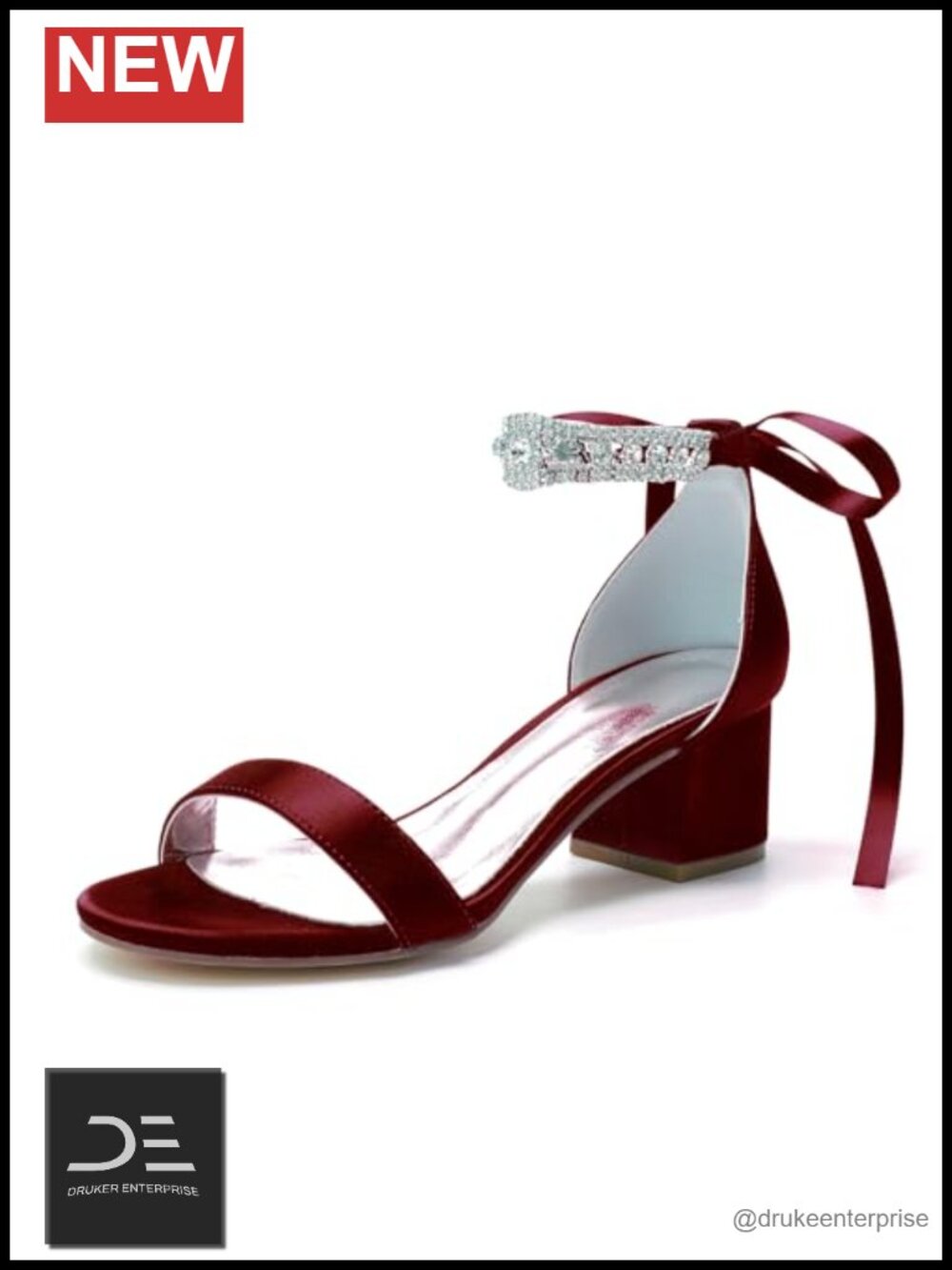 Women's Rhinestone Block Heel Satin Wedding Shoes